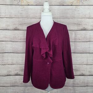 Vintage WinterSilks Waterfall Wool Blend Pink Cardigan Sweater Medium